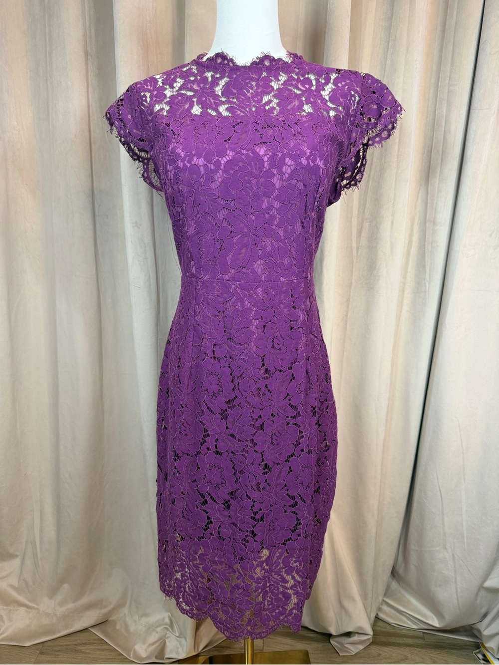 Purple Lace Sheath Dress - Elegant Women's Dress (Merokeety)